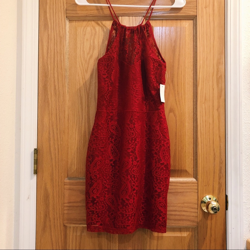 Red Lace Bodycon Dress